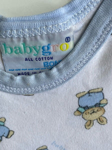 Bonds Babygro baby size 3-6 months white blue bodysuit bunnies, VGUC