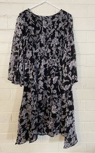 Ripe women's size M maternity black white floral long sleeve dress, GUC