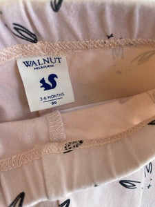 Walnut baby girl size 3-6 months pale pink leggings pants bunny ears, VGUC