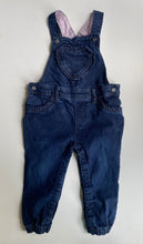 Load image into Gallery viewer, Dymples toddler girls size 2 dark blue denim overalls heart, VGUC
