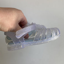 Load image into Gallery viewer, Target kids girls size 6 clear silver glitter jelly sandals shoes, VGUC
