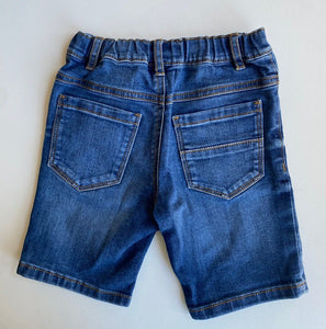 Next kids boys size 5-6 years blue denim adjustable waist pull on shorts, VGUC