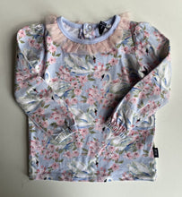 Load image into Gallery viewer, Rock Your Kid girls toddler size 2 blue pink floral swans long sleeve top, VGUC
