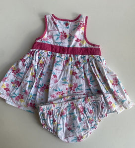 Tape a l'oeil baby girl size 6-9 months pink white floral beach dress, VGUC