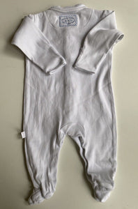 Jojo Maman Bebe baby size 3-6 months white one-piece sailboats, VGUC