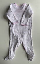 Load image into Gallery viewer, Bonds baby size 0-3 months pink white stripe wrap one-piece growsuit, VGUC
