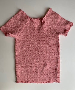 Seed kids girls size 7 pink smocked fitted short sleeve top, VGUC