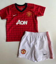 Load image into Gallery viewer, Nike baby boy size 12-18 months Arsenal shirt shorts kit set red white, VGUC
