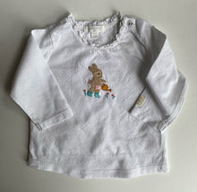 Load image into Gallery viewer, Purebaby baby girl size 3-6 months white long sleeve top bunny, VGUC
