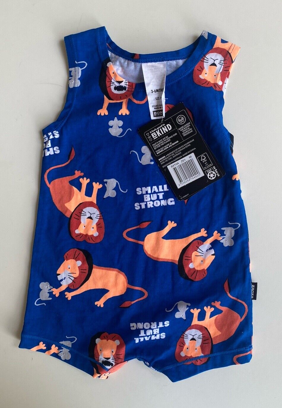 Bonds baby size 3-6 months blue lion mouse romper one-piece, BNWT