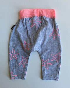 Bonds baby girl size 0-3 months grey pink stars leggings pants, VGUC