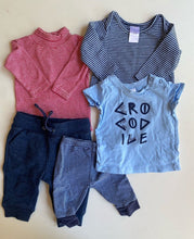 Load image into Gallery viewer, Target baby size 0-3 months blue red stripe bundle pants tops, VGUC
