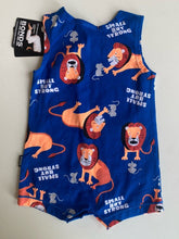 Load image into Gallery viewer, Bonds baby size 3-6 months blue lion mouse romper one-piece, BNWT
