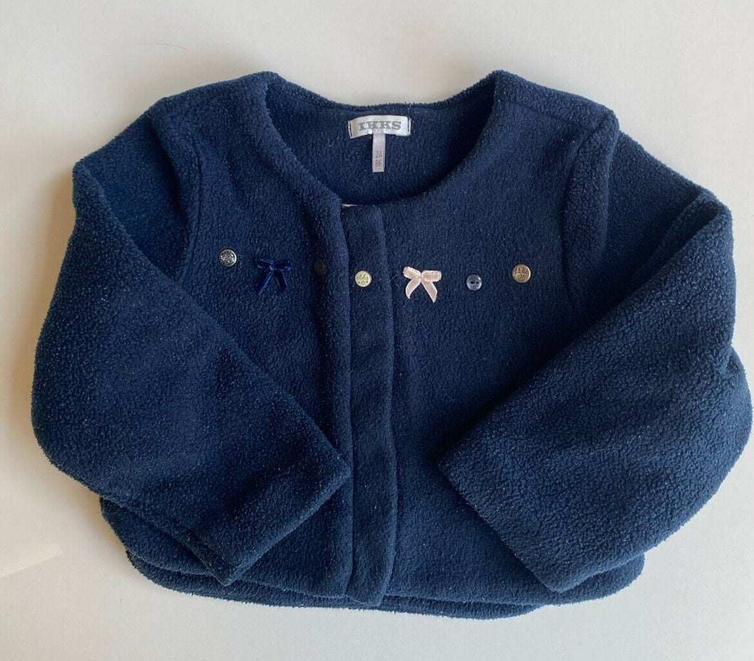 IKKS kids girls toddler size 2 years navy blue polar fleece cardigan, VGUC