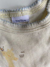 Load image into Gallery viewer, Petit Bateau baby size 9-12 month pale yellow short sleeve bodysuit giraffe VGUC
