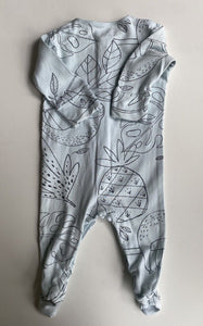 Next baby size 0-3 months blue sloths trees button up one-piece, VGUC