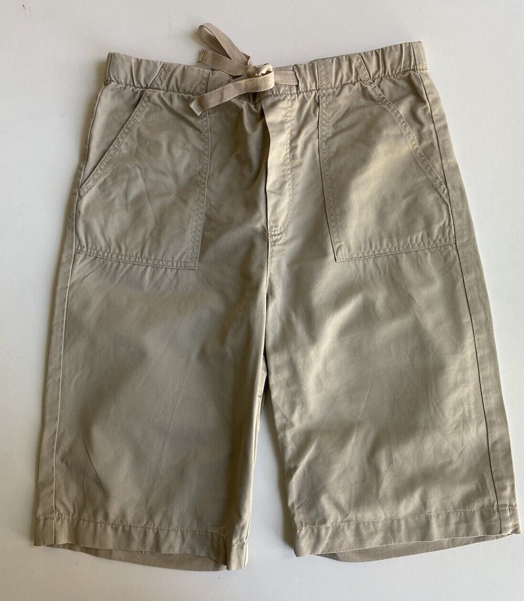 Seed kids girls size 9-10 beige brown drawstring shorts pockets, VGUC