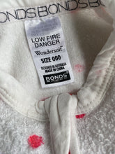 Load image into Gallery viewer, Bonds baby size 0-3 month zippy wondersuit white pink spot Terry towelling VGUC
