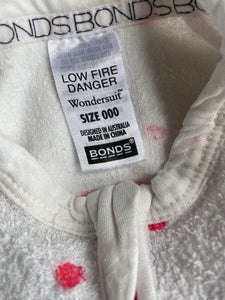 Bonds baby size 0-3 month zippy wondersuit white pink spot Terry towelling VGUC