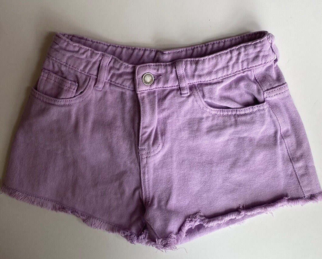 Sunnyville kids girls size 10 purple denim distressed cut off shorts, VGUC