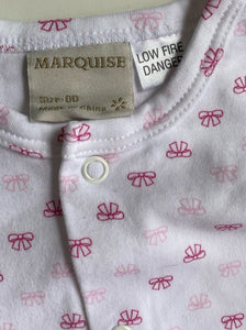 Marquise baby girl size 3-6 months white one-piece pink bows, GUC