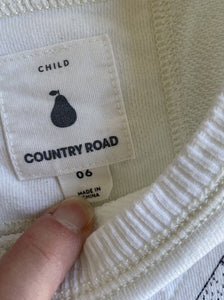 Country Road kids girls size 6 white fox face pullover jumper, GUC