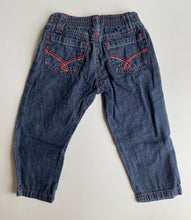 Load image into Gallery viewer, Kids on the Go baby size 6-12 months blue denim pull on pants elastic waist VGUC
