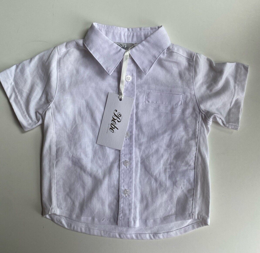 Bebe by Minihaha baby boy size 6-9 months white button up shirt, BNWT