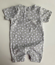 Load image into Gallery viewer, Gingerlilly baby girl size 3-6 months grey white spotted romper one-piece, VGUC
