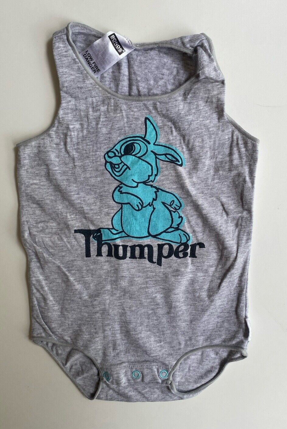 Bonds x Disney baby size 6-12 months grey bodysuit tank Thumper, GUC