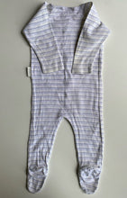 Load image into Gallery viewer, Purebaby baby size 3-6 months grey yellow stripe one-piece growsuit, VGUC
