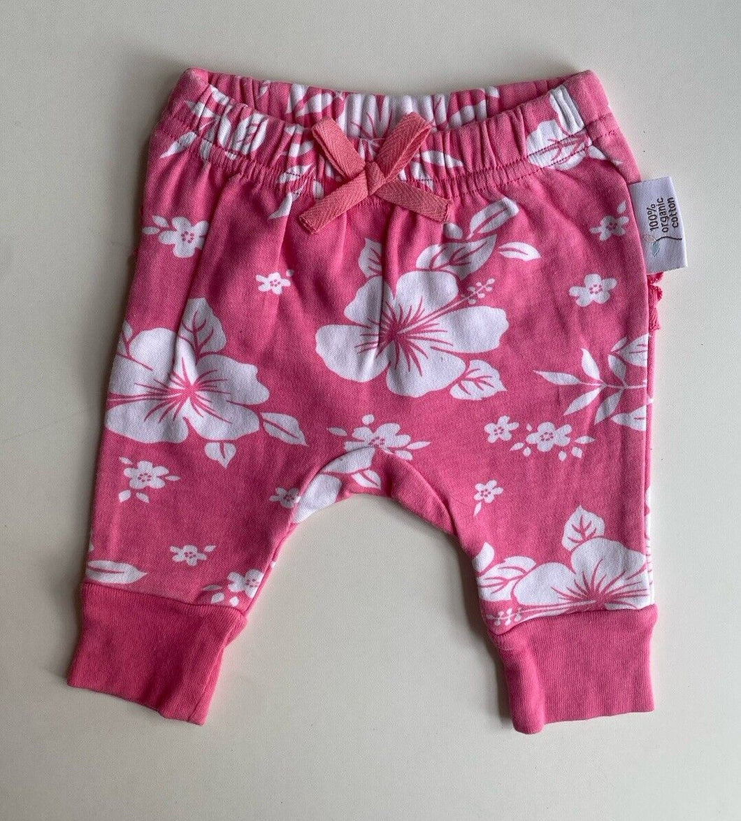 Babyboxes baby girl size 0-3 months pink white floral leggings, VGUC