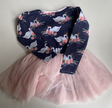 Load image into Gallery viewer, Rock Your Kids girls size 4 blue pink swans tutu dress, VGUC
