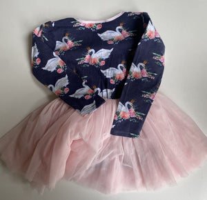 Rock Your Kids girls size 4 blue pink swans tutu dress, VGUC