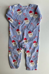 Cotton On baby size 12-18 months blue stripe Santa Christmas one-piece, VGUC