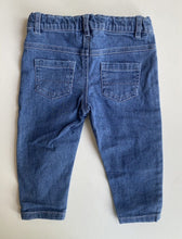 Load image into Gallery viewer, Purebaby baby size 6-12 months blue denim pull on jeans, VGUC
