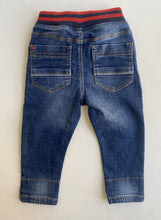 Load image into Gallery viewer, Tu baby boy size 9-12 months blue denim pull on jeans pants London bus, VGUC
