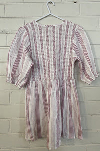 Target Maternity women's size 10 pink white stripe smocked blouse top, VGUC