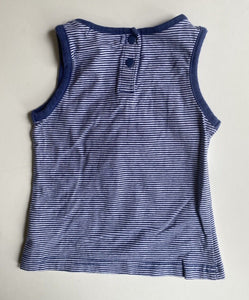 Pumpkin Patch baby girl size 6-12 months blue stripe tank top bow, VGUC