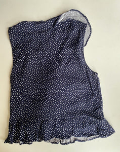 Seed Teen kids girls size 12 navy blue white spotted wrap top, GUC