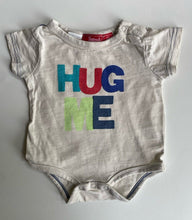 Load image into Gallery viewer, Sprout baby size 3-6 months beige bodysuit HUG ME, VGUC
