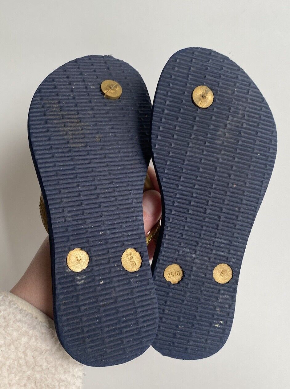 Havaianas kids size EUR 31/32 US 13 navy blue gold flip flops thongs s