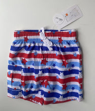 Load image into Gallery viewer, Baby Berry baby boy size 3-6 months red blue white stripe stars shorts swim BNWT
