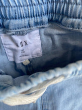 Load image into Gallery viewer, Huxbaby baby size 3-6 months blue denim drawstring jeans pants, GUC
