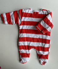 Load image into Gallery viewer, Pumpkin Patch baby size newborn red white stripe sheep thick one-piece, VGUC
