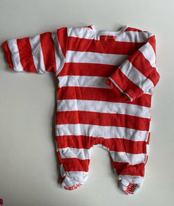 Pumpkin Patch baby size newborn red white stripe sheep thick one-piece, VGUC