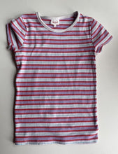 Load image into Gallery viewer, Seed kids girls size 10 pink purple ribbed stripe t-shirt top, VGUC
