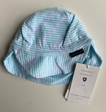 Load image into Gallery viewer, Korango baby size 0-3 months blue white stripe cap sun hat, BNWT
