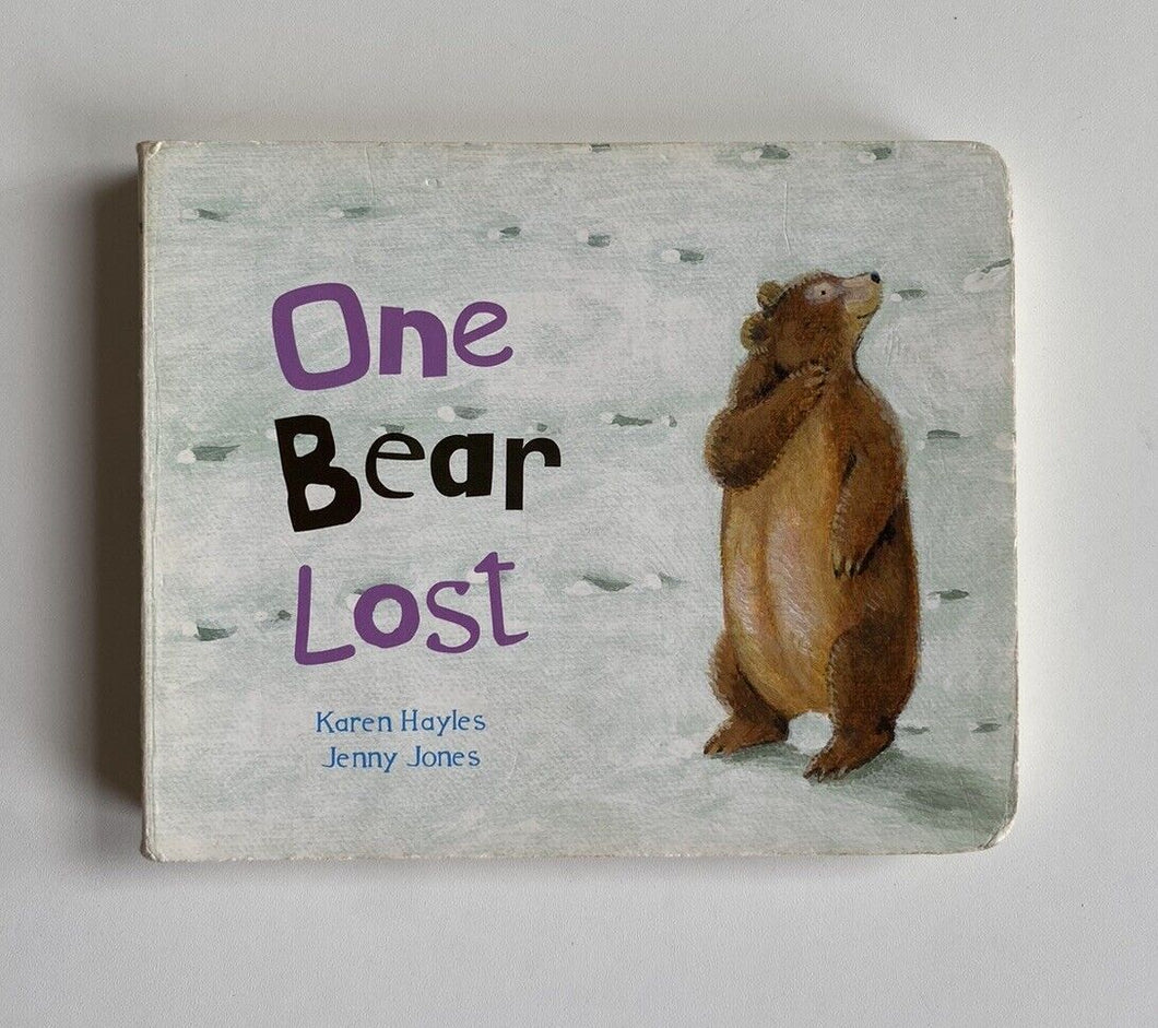 One Bear Lost Karen Hayes and Jenny Jones toddler board picture book, GUC