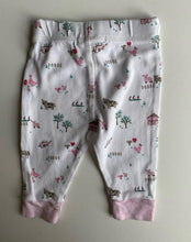 Load image into Gallery viewer, Purebaby baby girl size 0-3 months white pink farm animals leggings pants, VGUC
